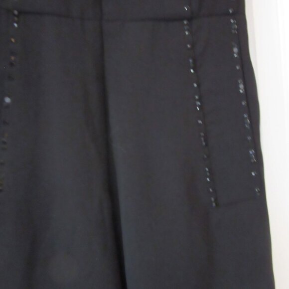 Badgley Mischka Black Wide Legged Beaded Jumpsuit w Tie Back & Zip in Size 6 - Picture 4 of 7